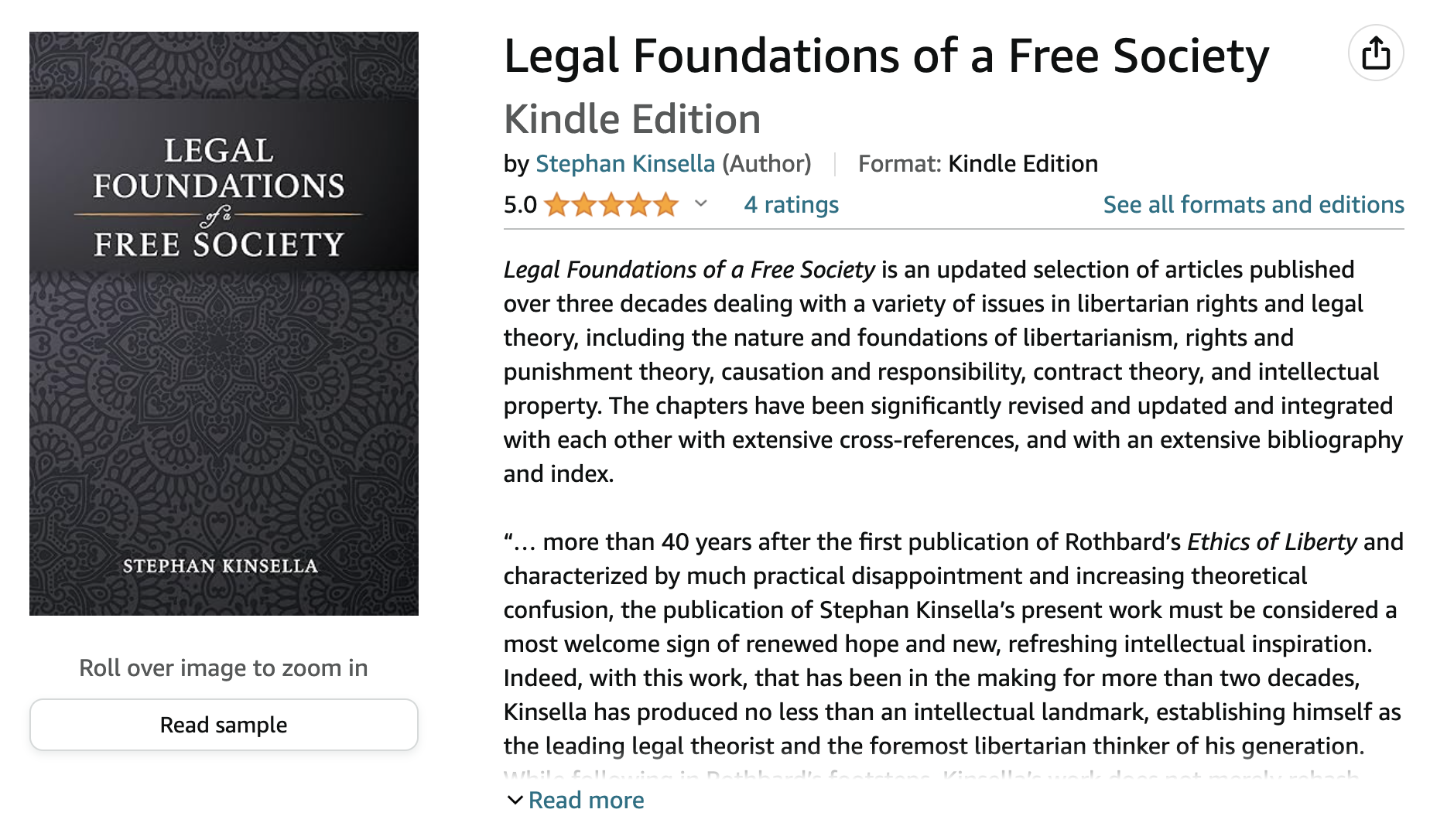 Kindle version of legal foundations of a free society released